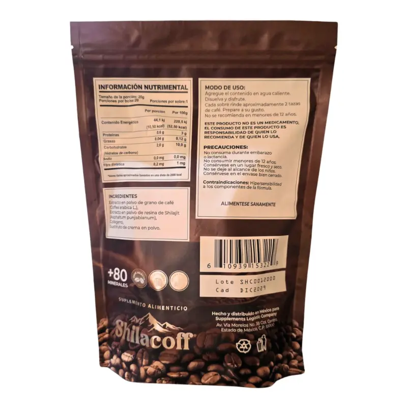 Cafe Shilacoff Con Shilajit Bolsa Con 20 Sobres